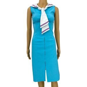 Bettie Page (XS) Vegas American VINTAGE Y2K Blue Sailor Pinup Rockabilly Dress